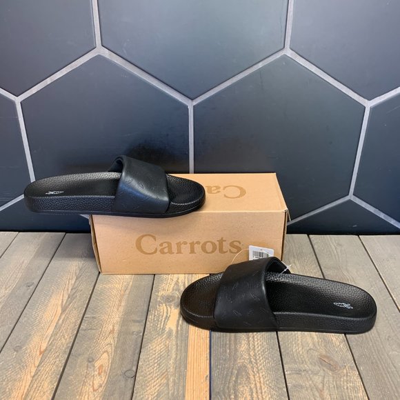 *New W/Box Men Carrots Anwar Black Embossed Sandals Slides Slip On Summer Casual - Picture 2 of 5